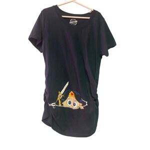 Wonder Woman Maternity Tee Cute Graphic Black Top Size Small GUC